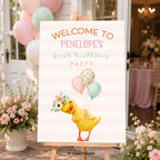 Little Duckling Girl Birthday Welcome Sign Editable Template | 24 x 36 Editable Sign