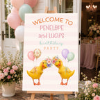 Little Ducklings Girl Birthday Welcome Sign Editable Template | 24 x 36 Editable Sign