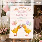 Two Little Ducklings Girl Birthday Invitation Editable Template