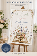 Floral Book Themed Bridal Shower Welcome Sign Editable Template | 24 x 36 Editable Sign