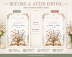 Floral Book Themed Bridal Shower Welcome Sign Editable Template | 24 x 36 Editable Sign