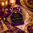 Arabian Nights Invitation  |  Purple & Gold Aladdin Party| Editable Template