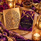 Arabian Nights Invitation  |  Purple & Gold Aladdin Party| Editable Template