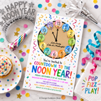 Countdown to the Noon Year Kids New Year’s Eve Party Invitation | Editable Template