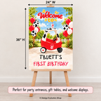 Chicken Nugget Birthday Welcome Sign | Cow Print | 24 x 36 Editable Sign