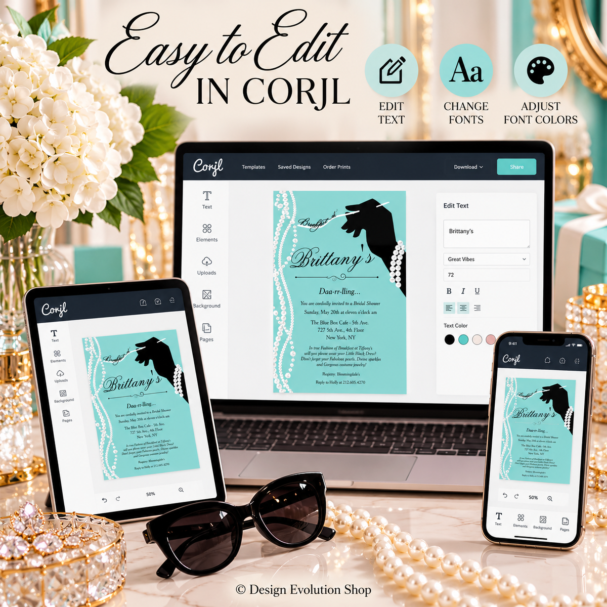 Breakfast at Tiffany’s Black Glove Invitation | Editable Template