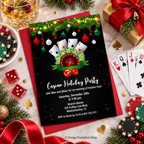 Casino Holiday Party Playing Cards Invitation | Christmas Casino Night |  Editable Template