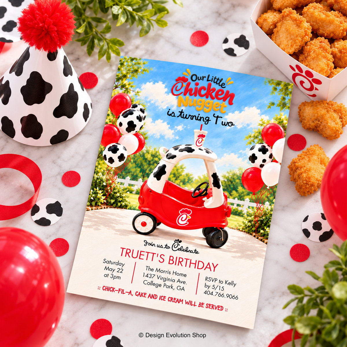 Chicken Nugget Birthday Invitation | Our Little Chicken Nugget | Editable Template