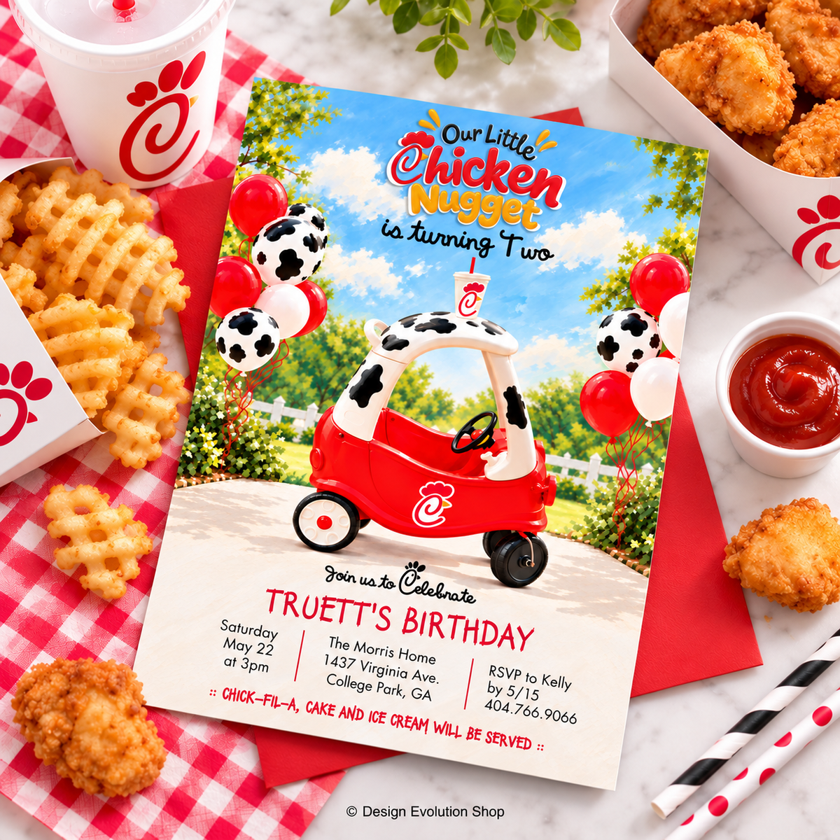Chicken Nugget Birthday Invitation | Our Little Chicken Nugget | Editable Template