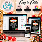 Casino Night Party Invitation | Las Vegas Casino | Editable Template