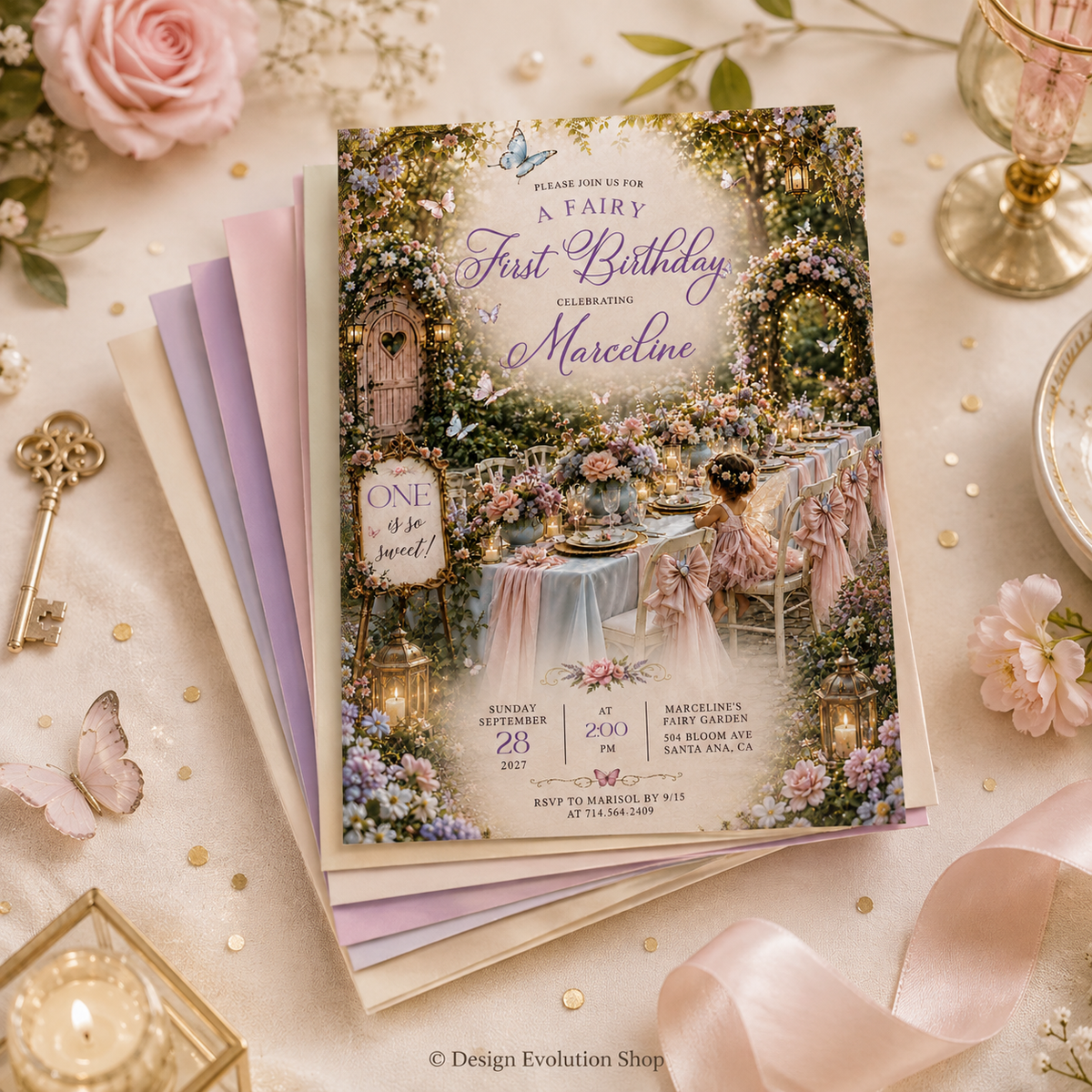 Fairy First Birthday Invitation |  Editable Template