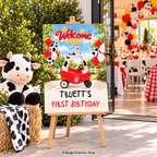 Chicken Nugget Birthday Welcome Sign | Cow Print | 24 x 36 Editable Sign