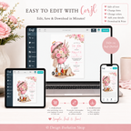 I Do BBQ Couples Shower | Pink Floral Barbecue Grill Invitation |  Editable Template