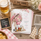 I Do BBQ Couples Shower | Pink Floral Barbecue Grill Invitation |  Editable Template
