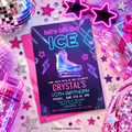 Neon Ice Skating Birthday Invitation | Pink Purple Glow Skate Party |  Editable Template