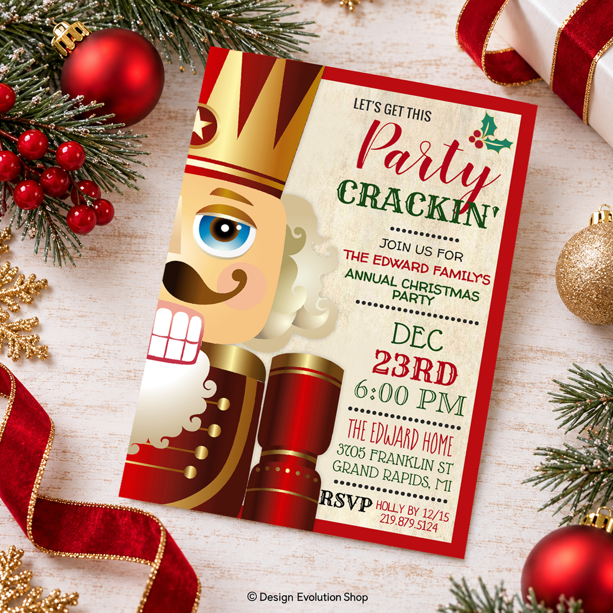 Nutcracker Christmas Party Invitation  |  Holiday Party Invite | Editable Template