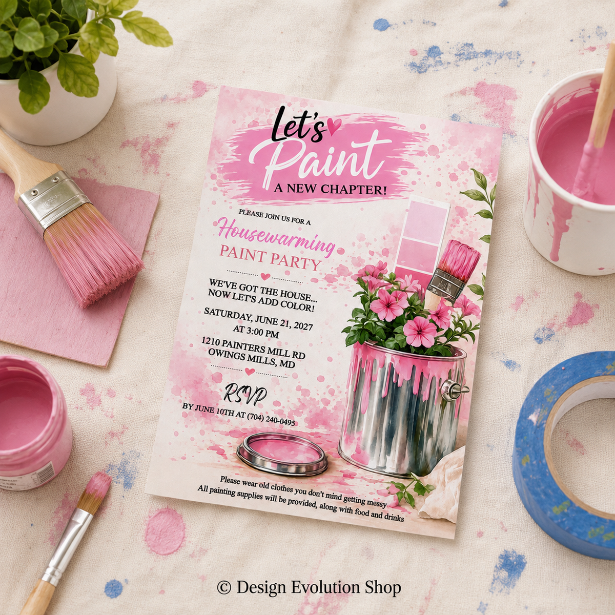 Paint a New Chapter Housewarming Invitation |  Editable Template