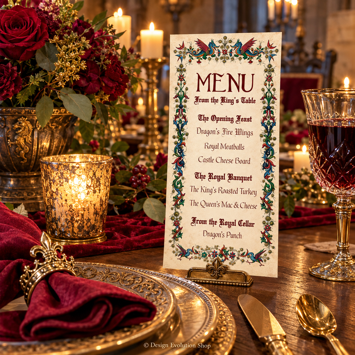 Medieval Menu | Royal Feast Renaissance Blue | Editable Template