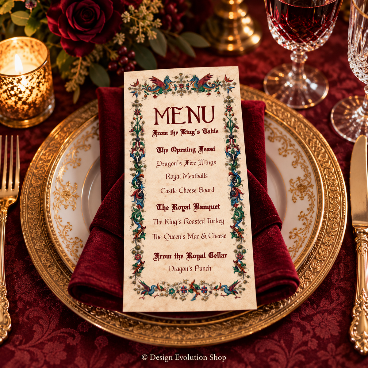 Medieval Menu | Royal Feast Renaissance Blue | Editable Template