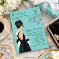 Breakfast at Tiffany’s Bridal Shower Invitation Ivory | Black Hair Editable Template