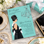 Breakfast at Tiffany’s Bridal Shower Invitation Ivory | Black Hair Editable Template