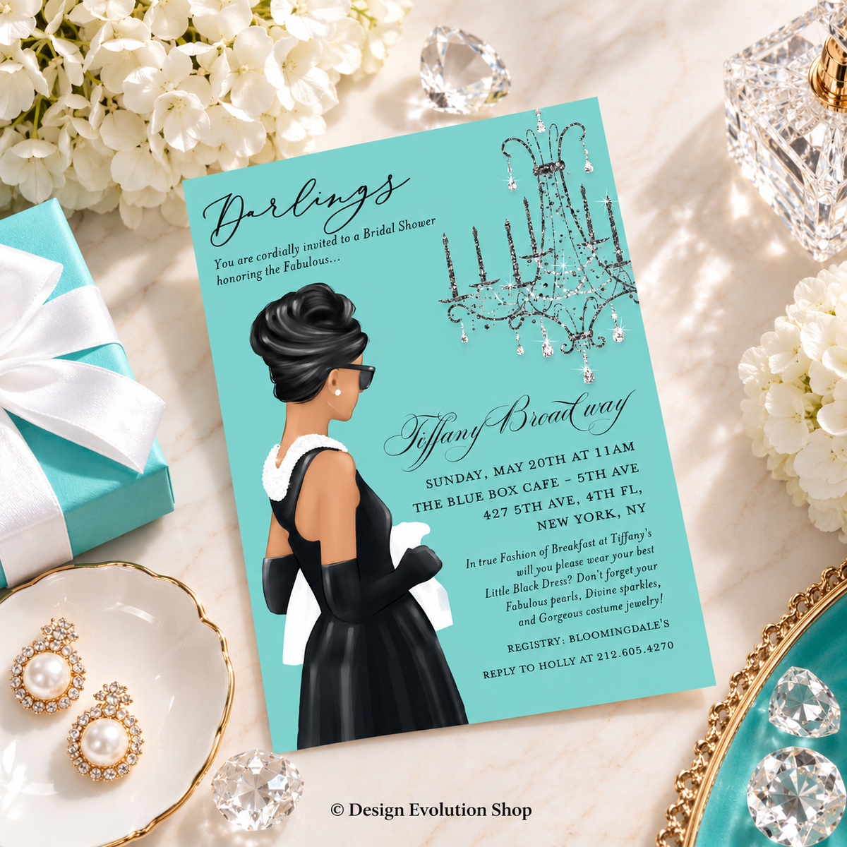 Breakfast at Tiffany’s Bridal Shower Invitation Tan | Editable Template