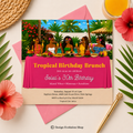 Tropical Birthday Brunch Table Invitation - African American | Editable Template
