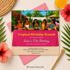Tropical Birthday Brunch Table Invitation - African American | Editable Template