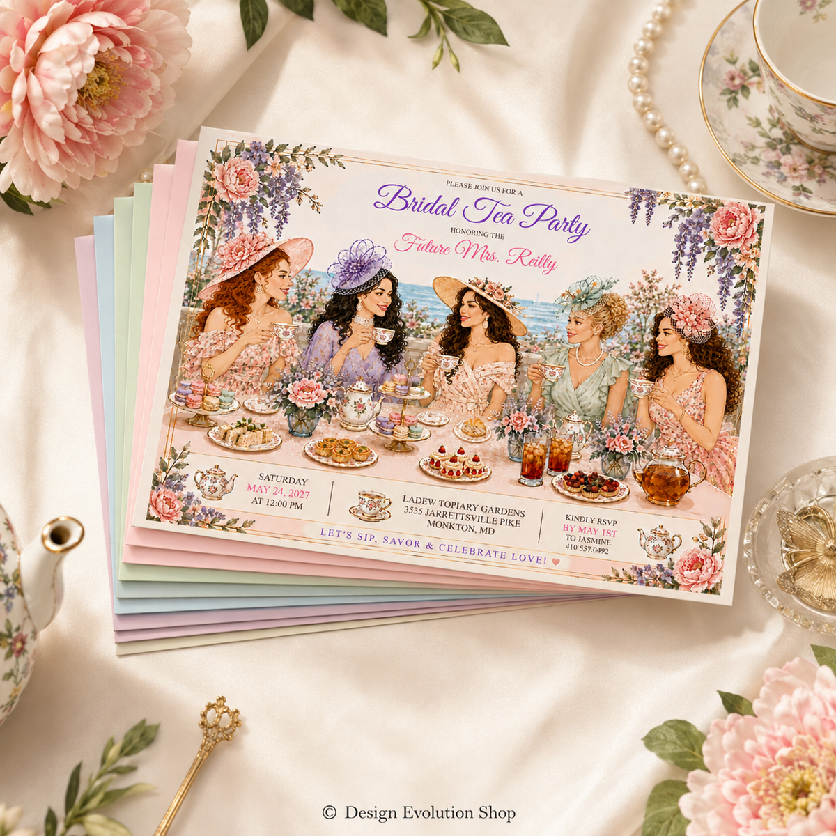 Bridal Tea Party Invitation |  Editable Template