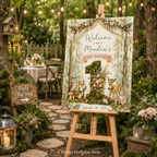 Boho Woodland First Birthday Welcome Sign |  Editable Template