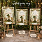 Boho Woodland First Birthday Welcome Sign |  Editable Template