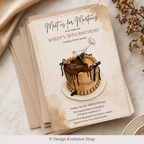 A Tini Bit Older Espresso Chocolate Martini Birthday Cake Invitation |  Editable Template