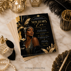 Art Deco New Years Eve Invitation | 1920s Harlem Nights Theme Invite | Editable Template