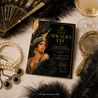 Art Deco New Years Eve Invitation | 1920s Harlem Nights Theme | Editable Template
