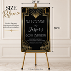 Art Deco Welcome Sign Template | Roaring 20s Great Gatsby Party Sign | 24 x 36 Editable Sign