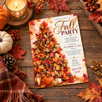 Elegant Fall Party Invitation | Autumn Tree & Pumpkin | Editable Template