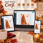 Elegant Fall Party Invitation | Autumn Tree & Pumpkin | Editable Template