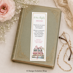 Book Themed Ribbon Bridal Shower Bookmark Editable Template