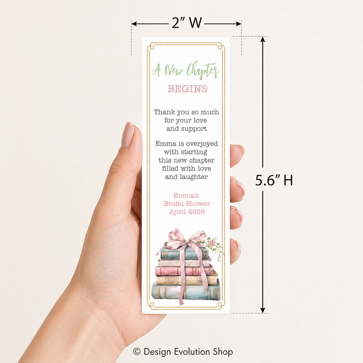 Book Themed Ribbon Bridal Shower Bookmark Editable Template