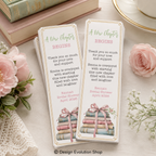 Book Themed Ribbon Bridal Shower Bookmark Editable Template