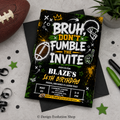 Bruh Don't Fumble the Invite Chalk Birthday Invitation |  Editable Template