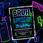 Bruh Lock In Birthday Invitation | Teen Boy Gaming Party | Editable Template