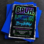 Bruh Lock In Birthday Invitation | Teen Boy Gaming Party | Editable Template
