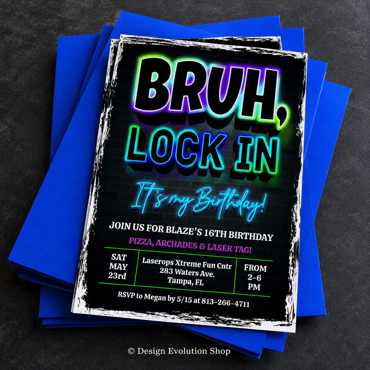 Bruh Lock In Birthday Invitation | Teen Boy Gaming Party | Editable Template