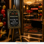 Casino Birthday Welcome Sign | Las Vegas Art Deco Birthday Party Sign | Editable Casino Royale Welcome Sign | 24 x 36 Editable Sign