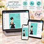 Breakfast at Tiffany’s Bridal Shower Invitation | Black Hair Editable Template