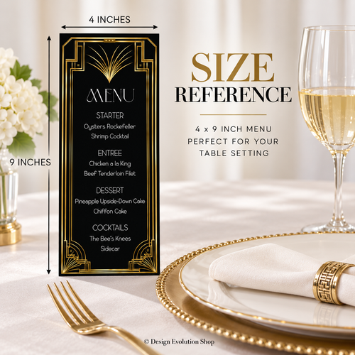Art Deco Menu | Great Gatsby Dinner Menu | Editable Template