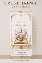 Floral Book Themed Bridal Shower Welcome Sign Editable Template | 24 x 36 Editable Sign