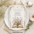 Floral Book Themed Bridal Shower Invitation Editable Template