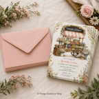 Fresh Off the Market Bridal Shower Invitation | Vintage Flower Cart Editable Template
